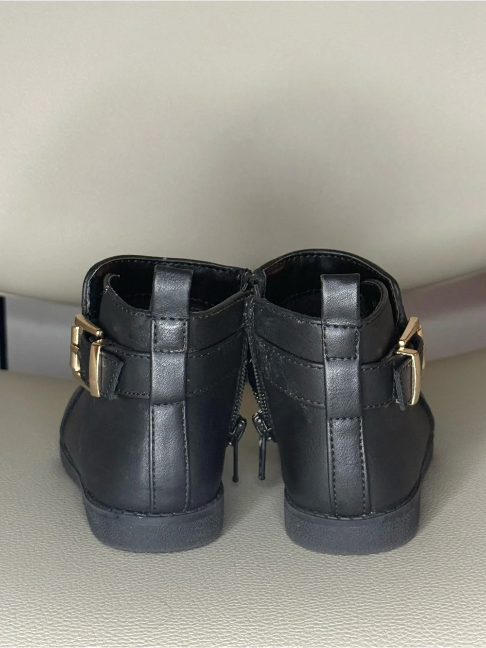 The Children's Place Black Ankle Boots with Gold Buckle